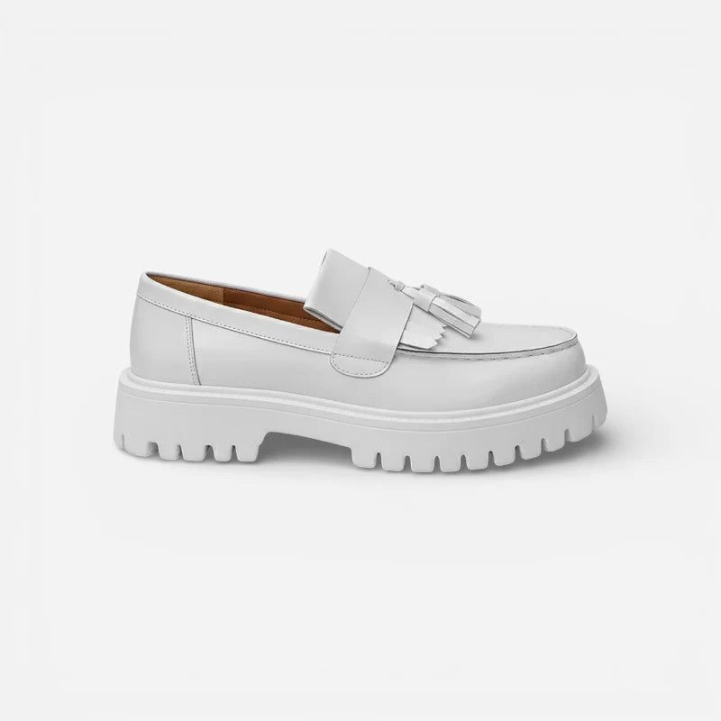 Mocassins Cuir Compensé Homme Blanc