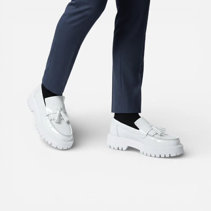 Mocassins Cuir Compensé Homme Blanc