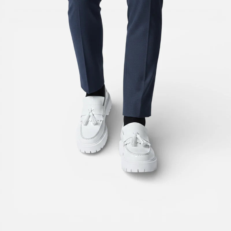 Mocassins Cuir Compensé Homme Blanc