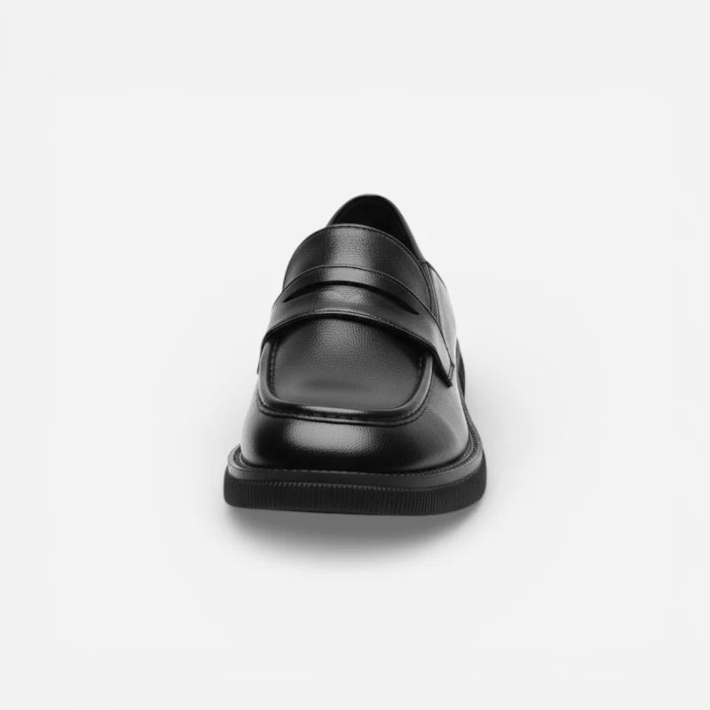 Mocassin En Cuir Vernis Noir Talon Pour Femme