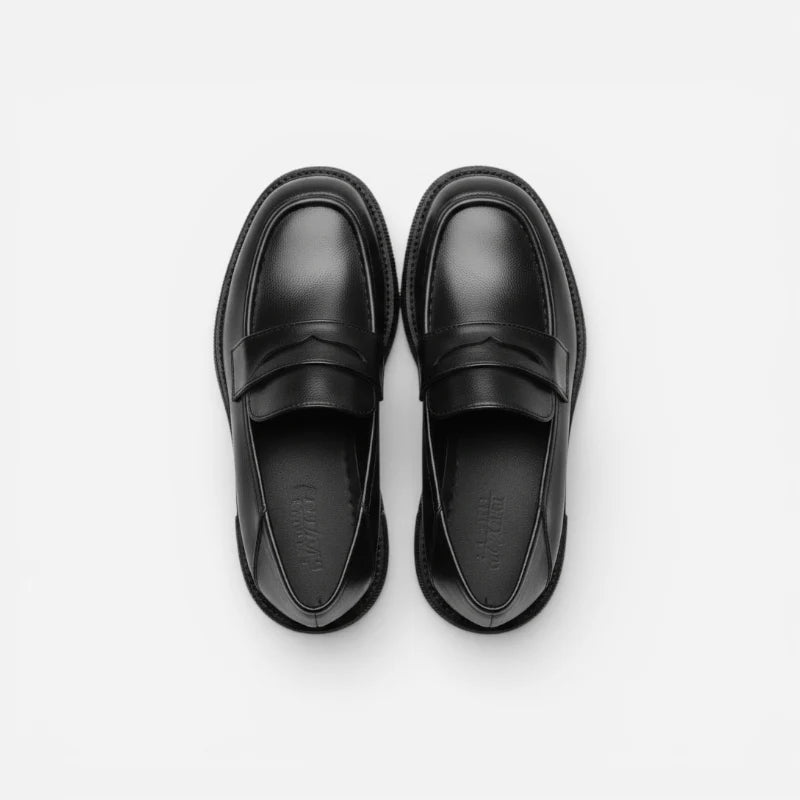 Mocassin En Cuir Vernis Noir Talon Pour Femme