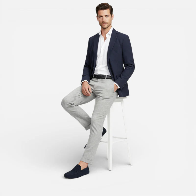 Mocassin Pour Homme Daim Bleu Marine