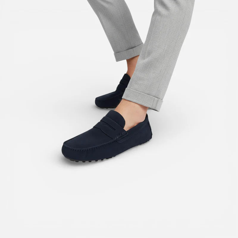 Mocassin Pour Homme Daim Bleu Marine