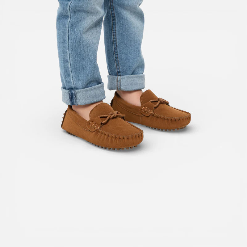 Mocassin Enfant En Daim Marron Bateau