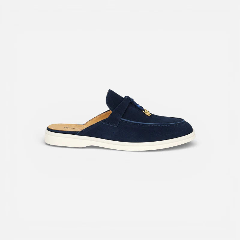 Mocassin En Daim Marine Coupé Femme