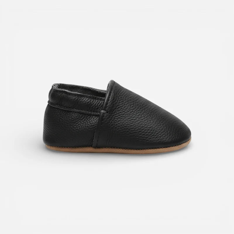 Mocassin Cuir Noir Bébé