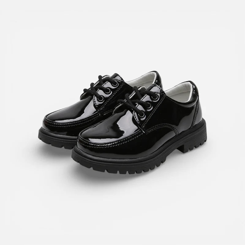 Mocassin Compensé Noir Vernis Pour Garçon