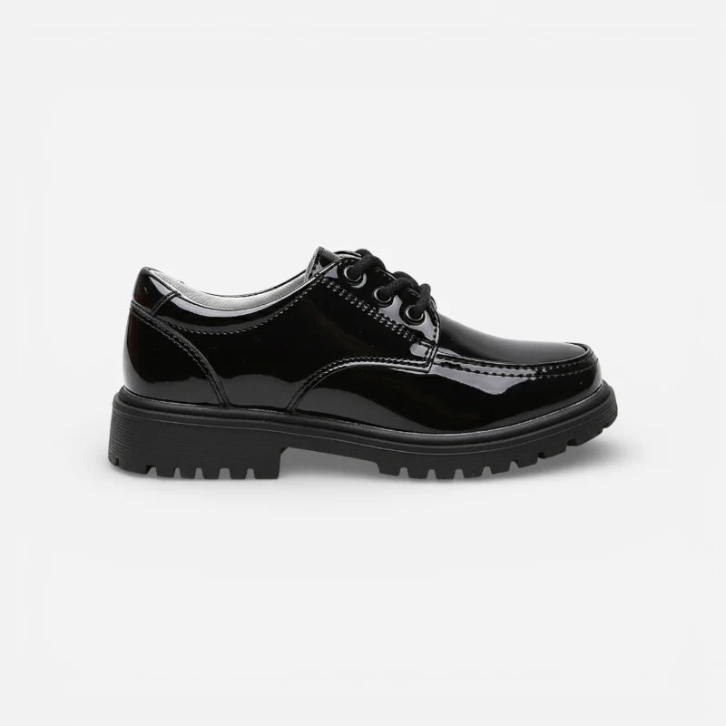 Mocassin Compensé Noir Vernis Pour Garçon