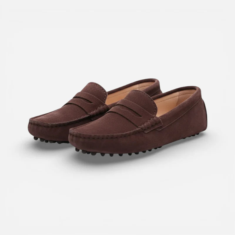 Mocassin En Daim Marron Pour Femme