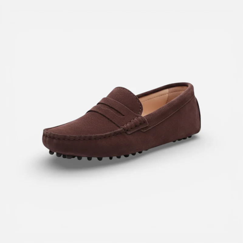 Mocassin En Daim Marron Pour Femme