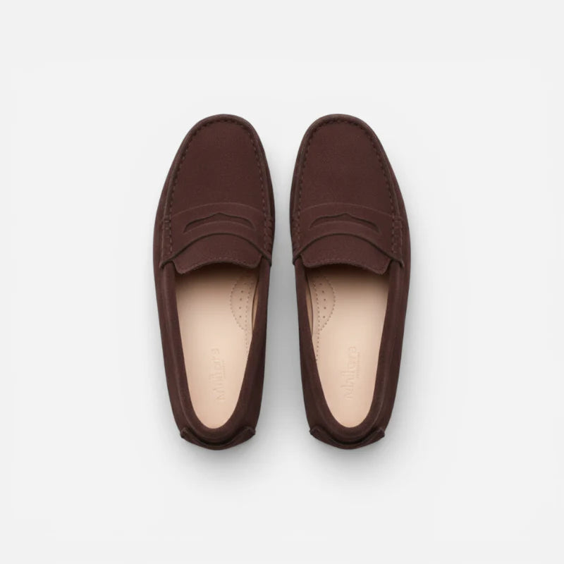 Mocassin En Daim Marron Pour Femme