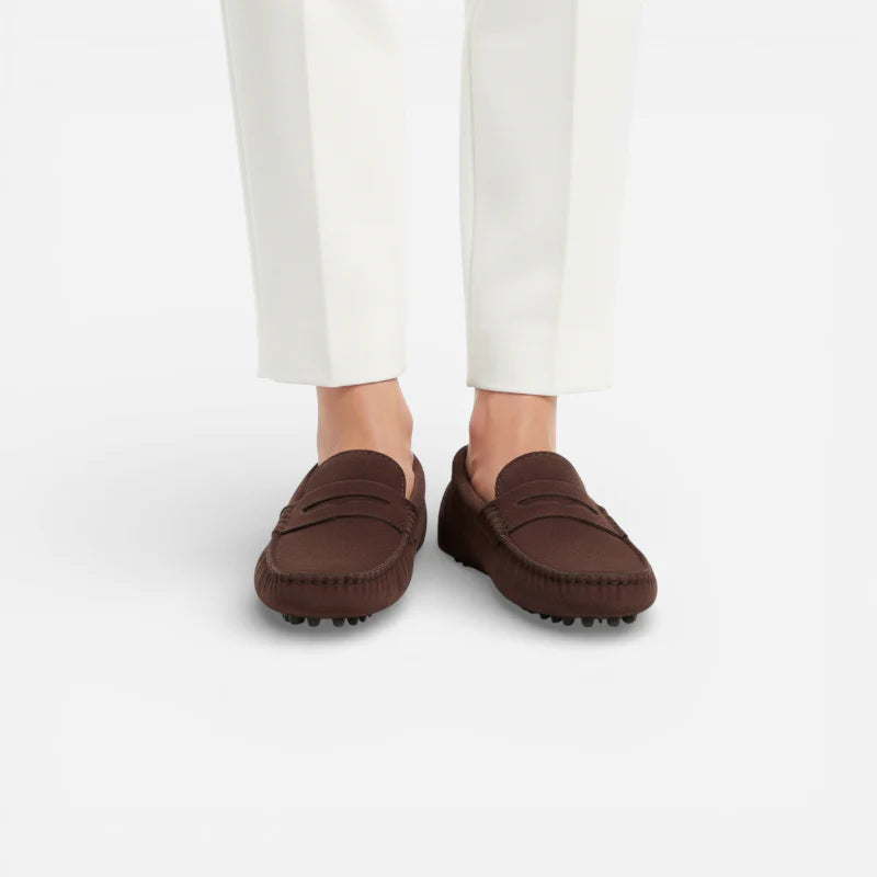 Mocassin En Daim Marron Pour Femme