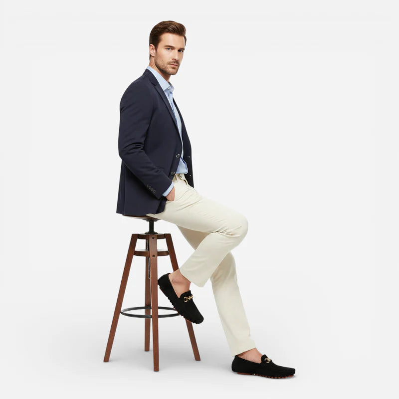 Mocassin Noir Homme Daim Avec Brochure