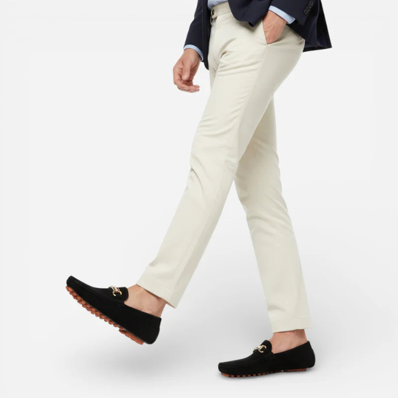Mocassin Noir Homme Daim Avec Brochure