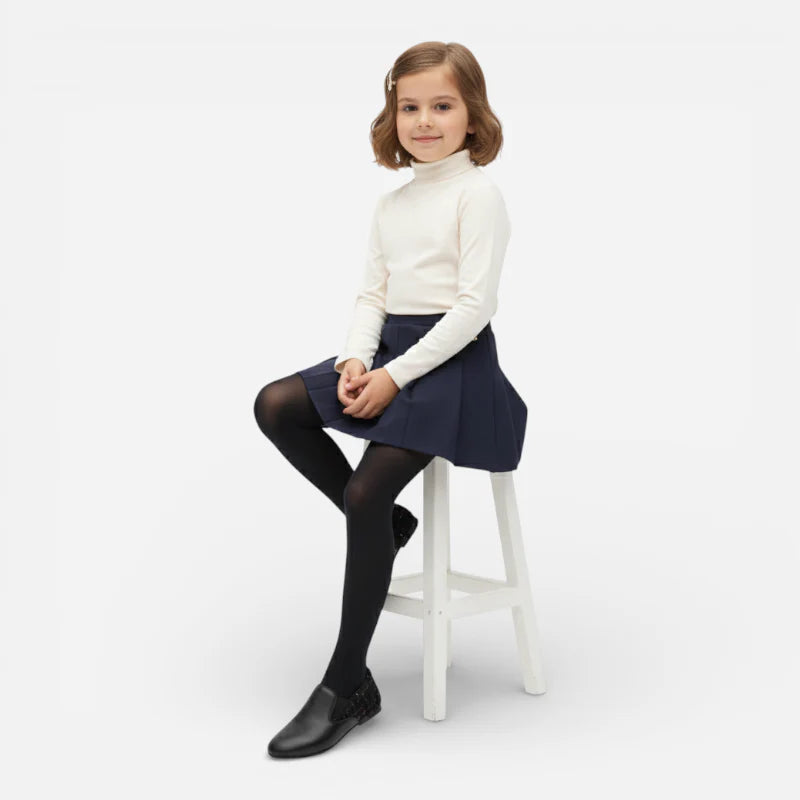 Mocassin Fillette Noir En Cuir