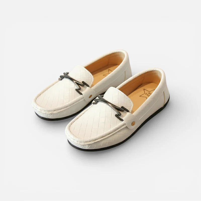 Mocassin Enfant Garçon Blanc En Cuir