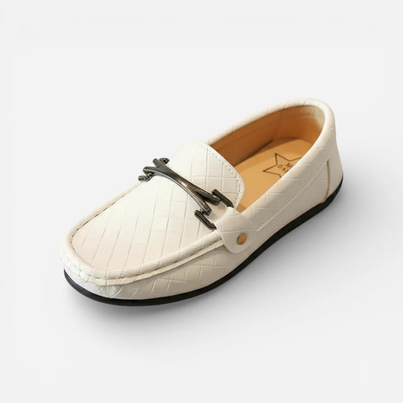 Mocassin Enfant Garçon Blanc En Cuir