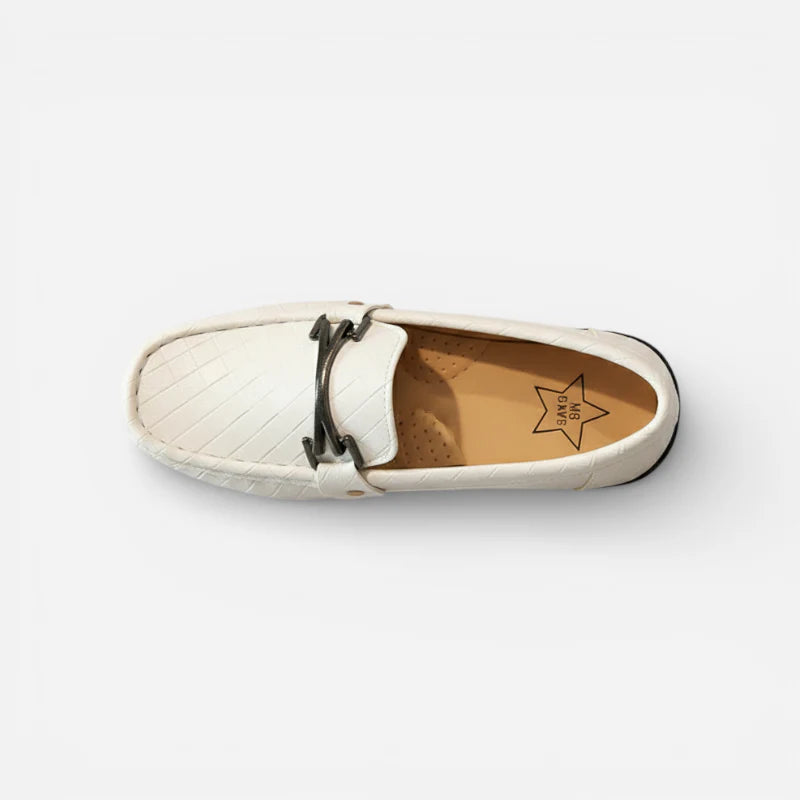 Mocassin Enfant Garçon Blanc En Cuir