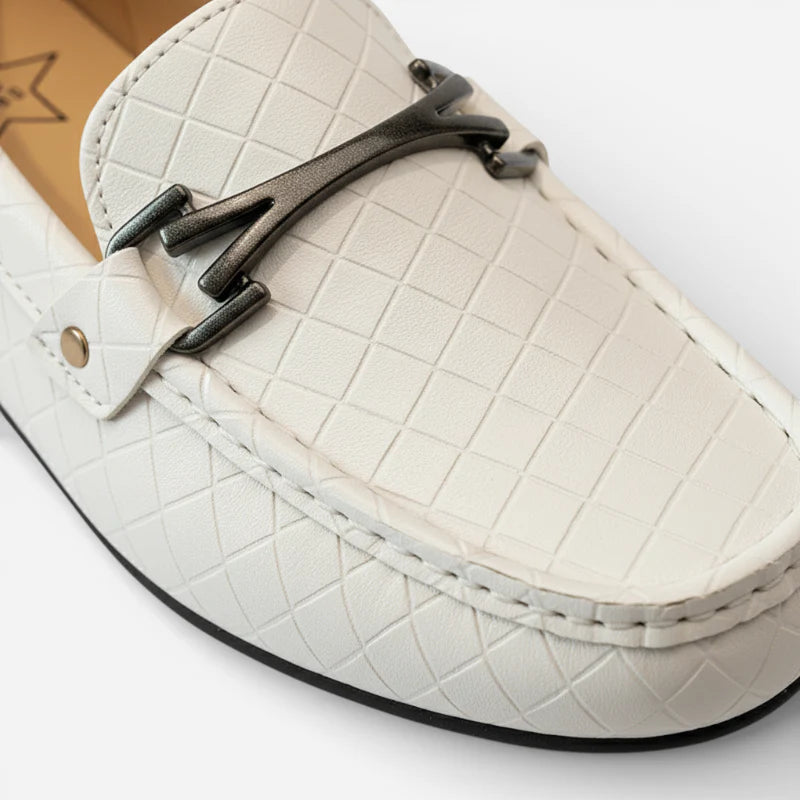 Mocassin Enfant Garçon Blanc En Cuir