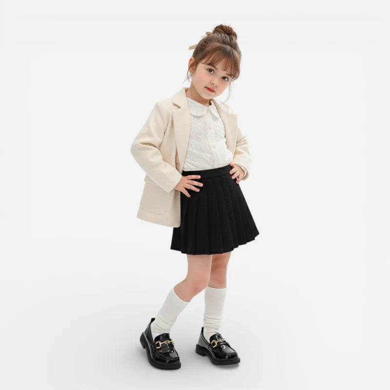 Mocassin Noir Enfant Chainette En Cuir Vernis