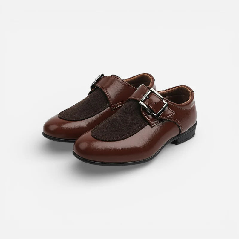 Mocassin Garçon Cuir Daim Marron