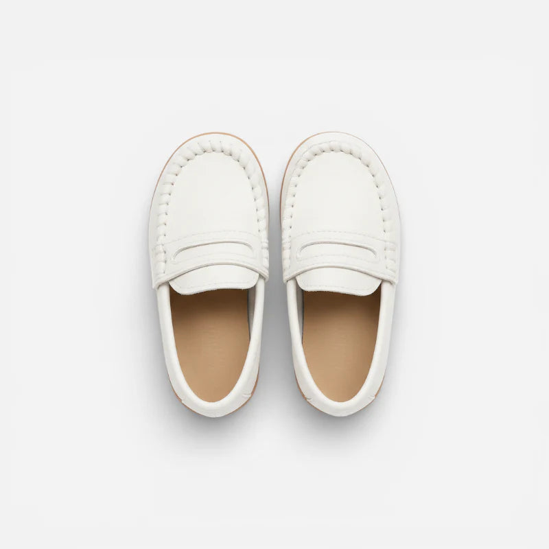Mocassin Enfant Cuir Blanc