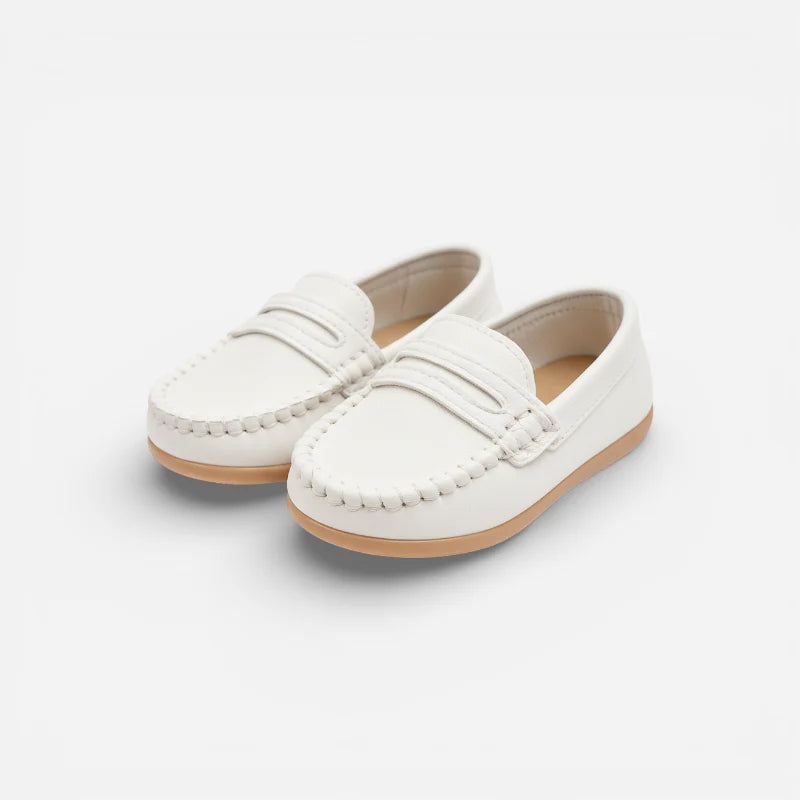 Mocassin Enfant Cuir Blanc