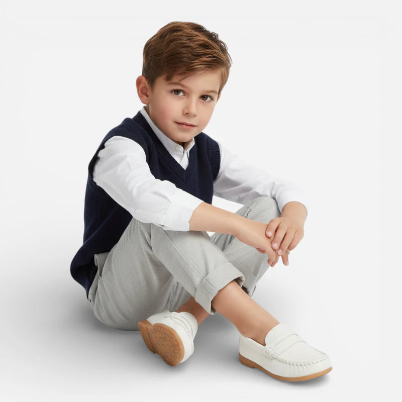Mocassin Enfant Cuir Blanc