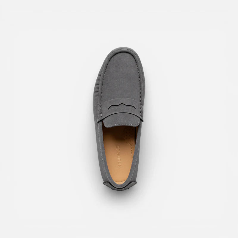 Mocassin Bateau En Daim Gris Foncé Pour Homme
