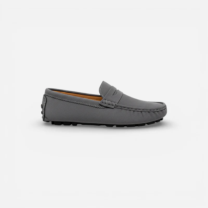Mocassin Bateau En Daim Gris Foncé Pour Homme