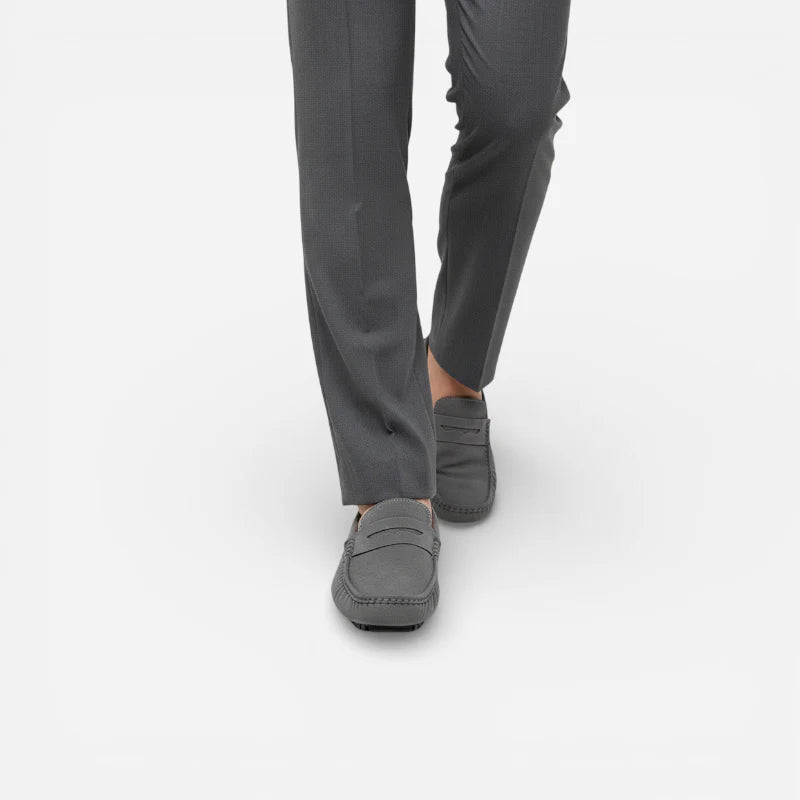 Mocassin Bateau En Daim Gris Foncé Pour Homme