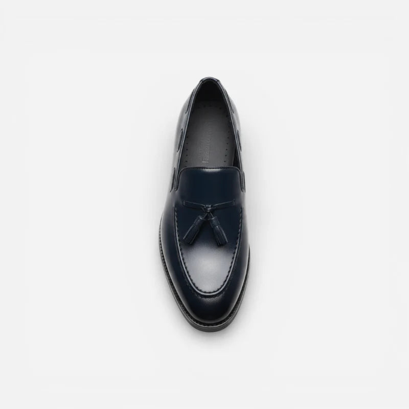 Mocassin En Cuir Marine à Gland Homme