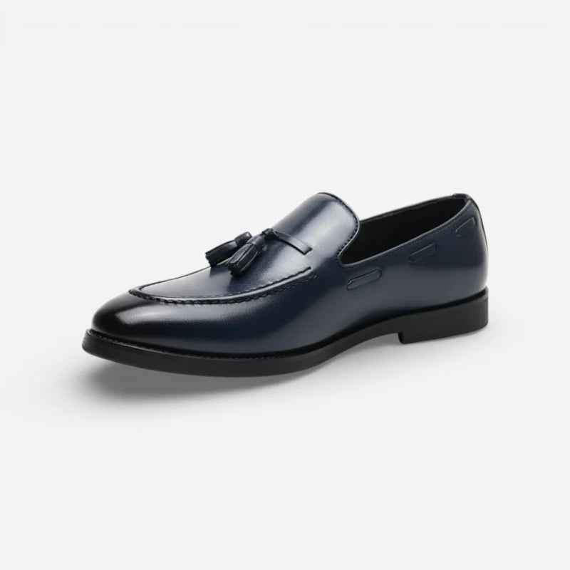 Mocassin En Cuir Marine à Gland Homme