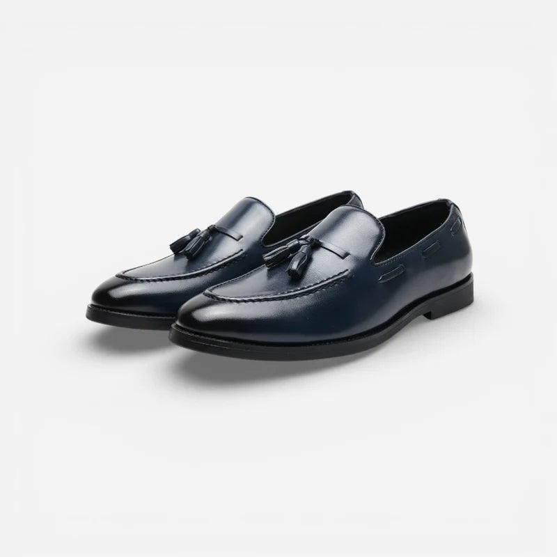 Mocassin En Cuir Marine à Gland Homme