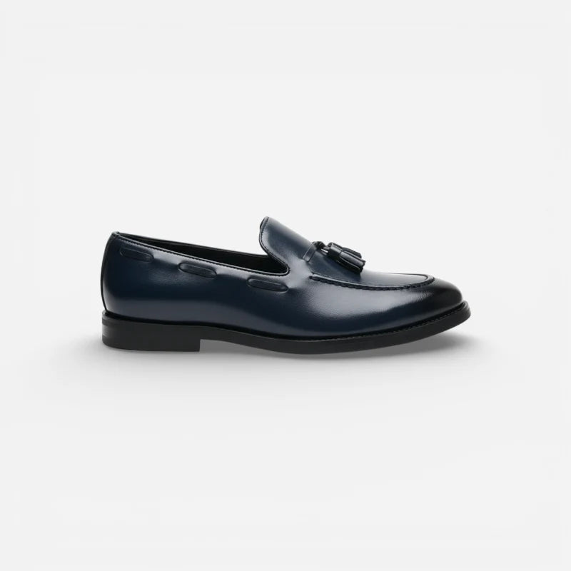 Mocassin En Cuir Marine à Gland Homme