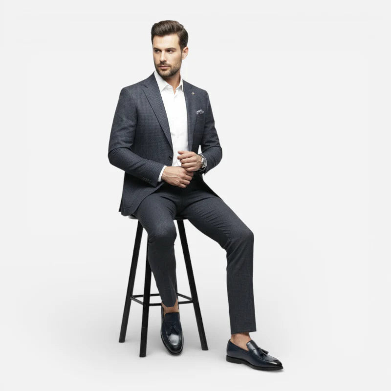Mocassin En Cuir Marine à Gland Homme