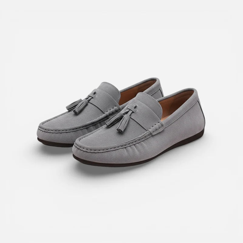 Mocassin En Daim Gris à Gland Bateau Homme