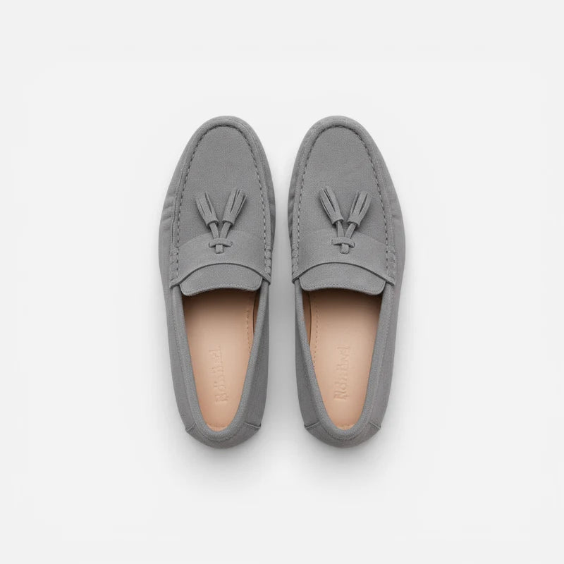Mocassin En Daim Gris à Gland Bateau Homme