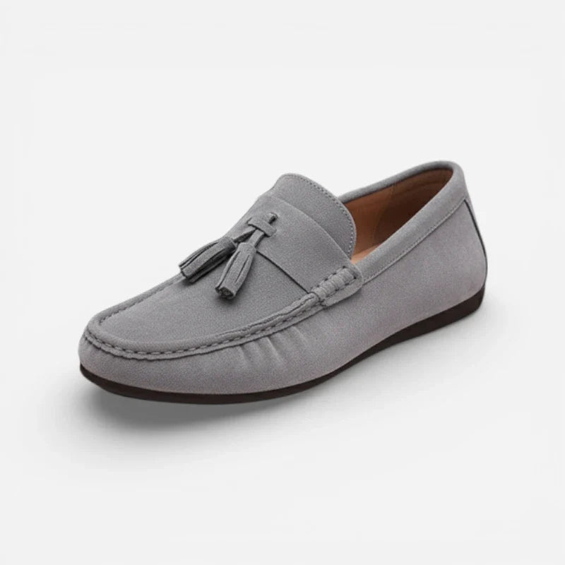 Mocassin En Daim Gris à Gland Bateau Homme