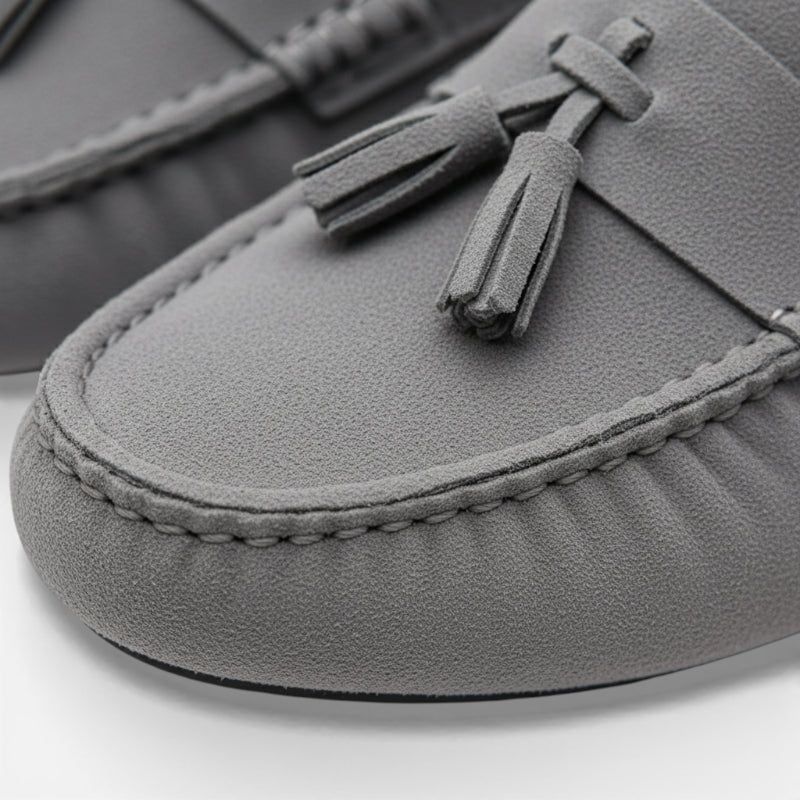 Mocassin En Daim Gris à Gland Bateau Homme