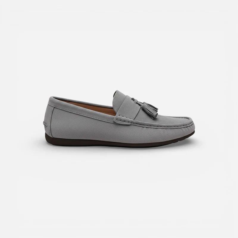 Mocassin En Daim Gris à Gland Bateau Homme