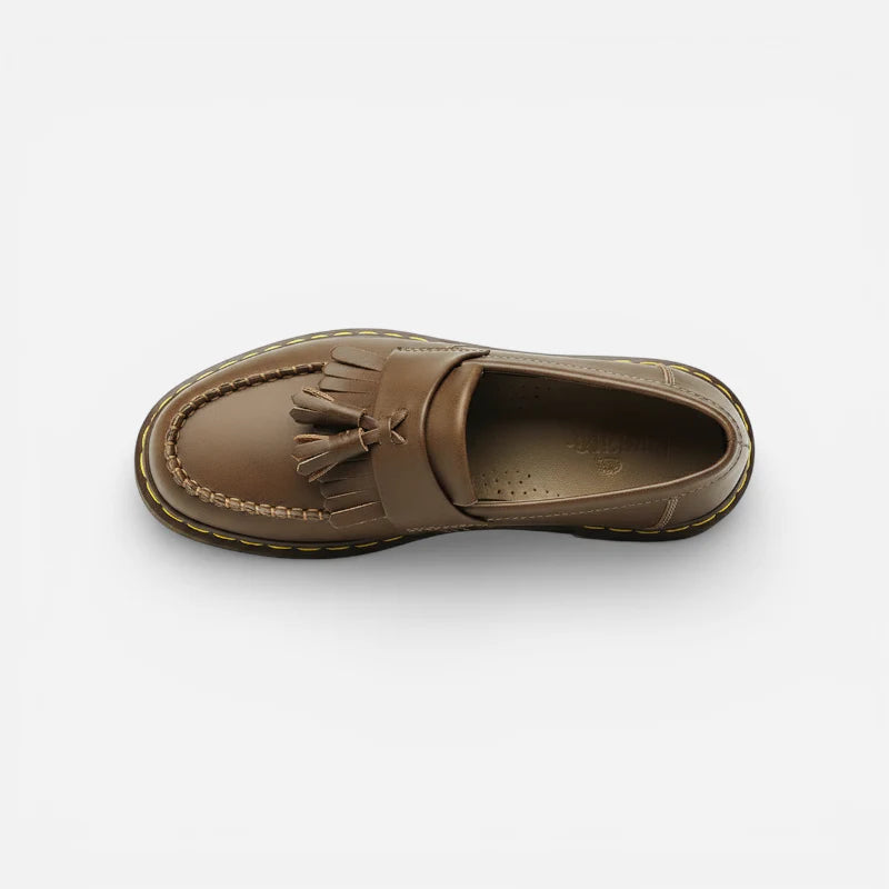 Mocassin Cuir Marron À Frange et Glands Pour Femme