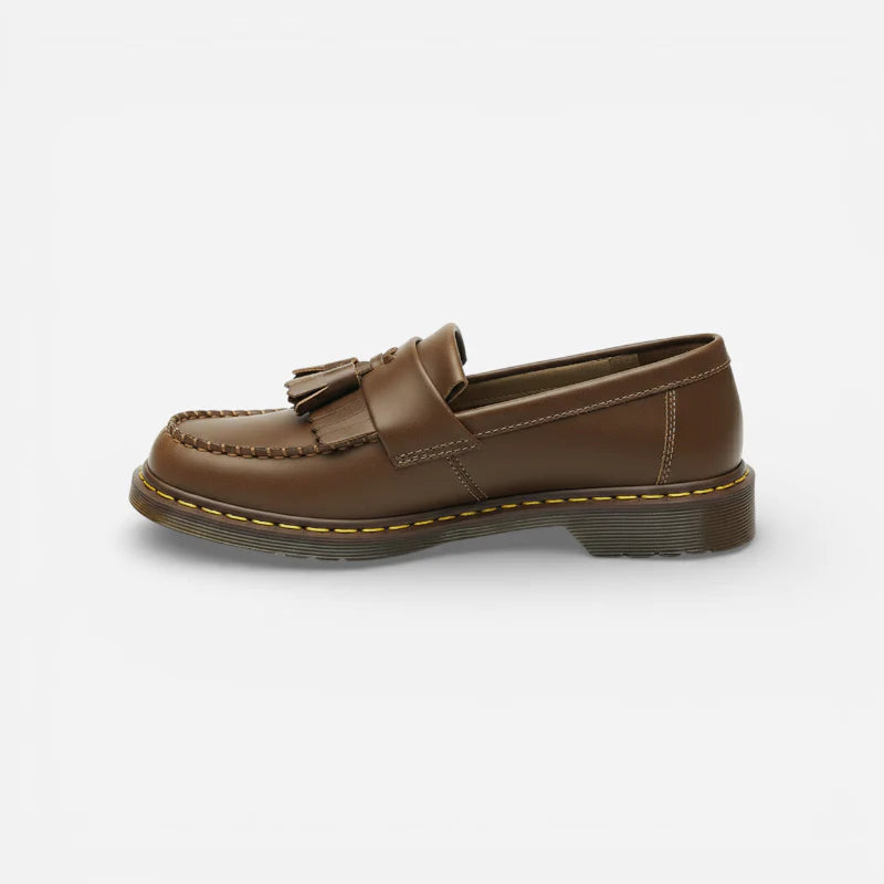 Mocassin Cuir Marron À Frange et Glands Pour Femme