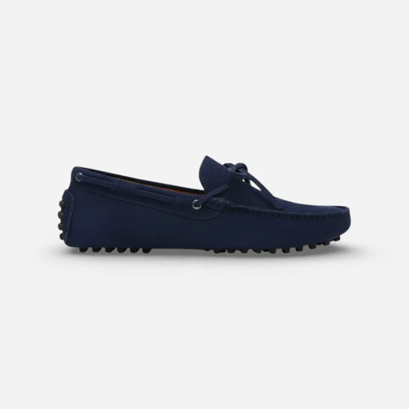 Mocassin Confortable Bateau En Daim Bleu Marine Pour Homme à Lacet