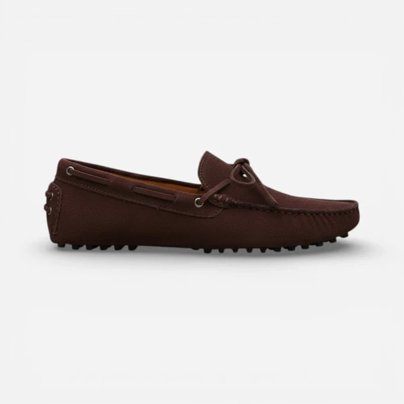 Mocassin Bateau Bordeaux été En Daim Nubuck Pour Homme