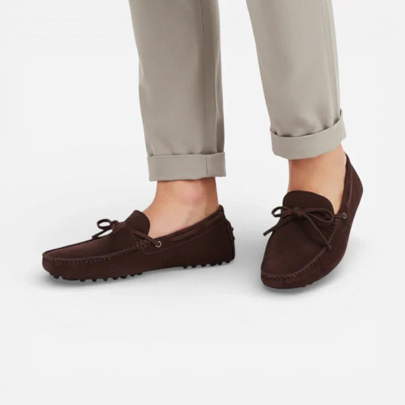 Mocassin Bateau Bordeaux été En Daim Nubuck Pour Homme