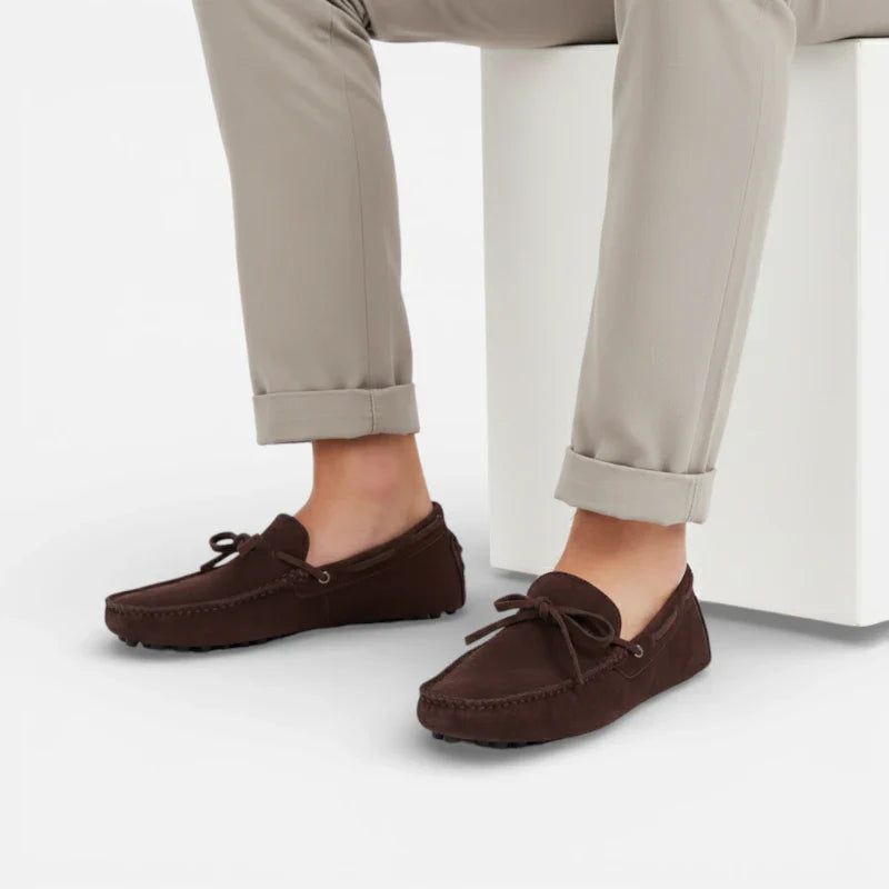 Mocassin Bateau Bordeaux été En Daim Nubuck Pour Homme