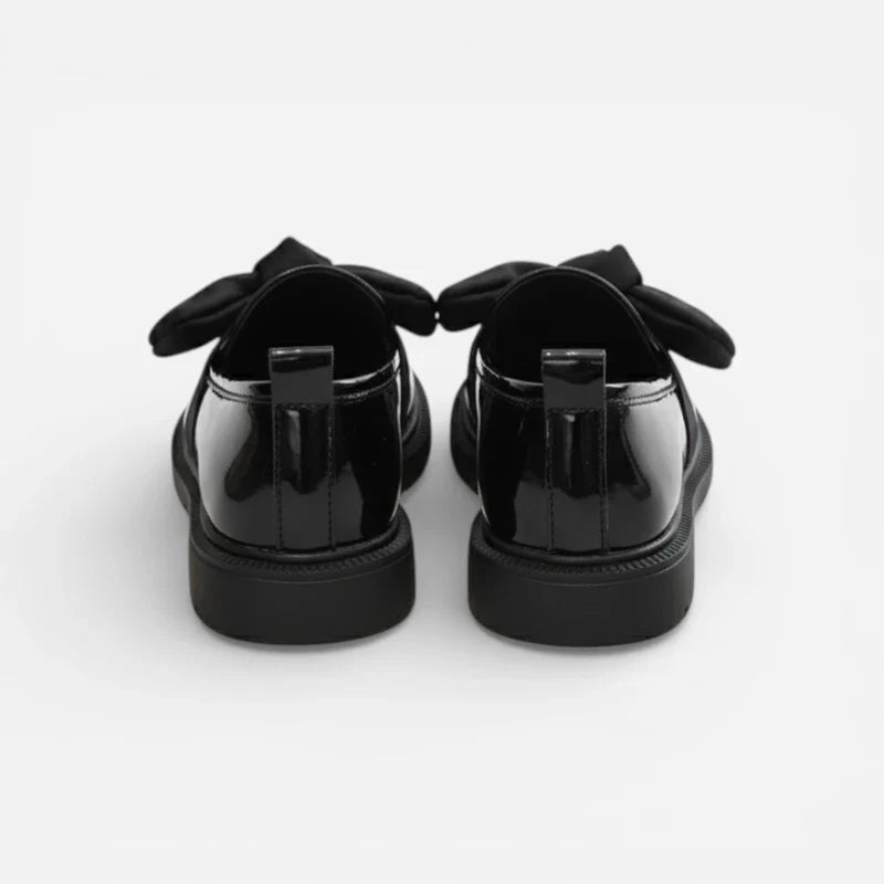 Mocassin Enfant Pour Fillette Noir Vernis à Noeud Papillon