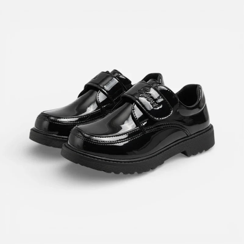 Mocassin Garçon Vernis Basket à Scratch Pour Costume Et Mariage