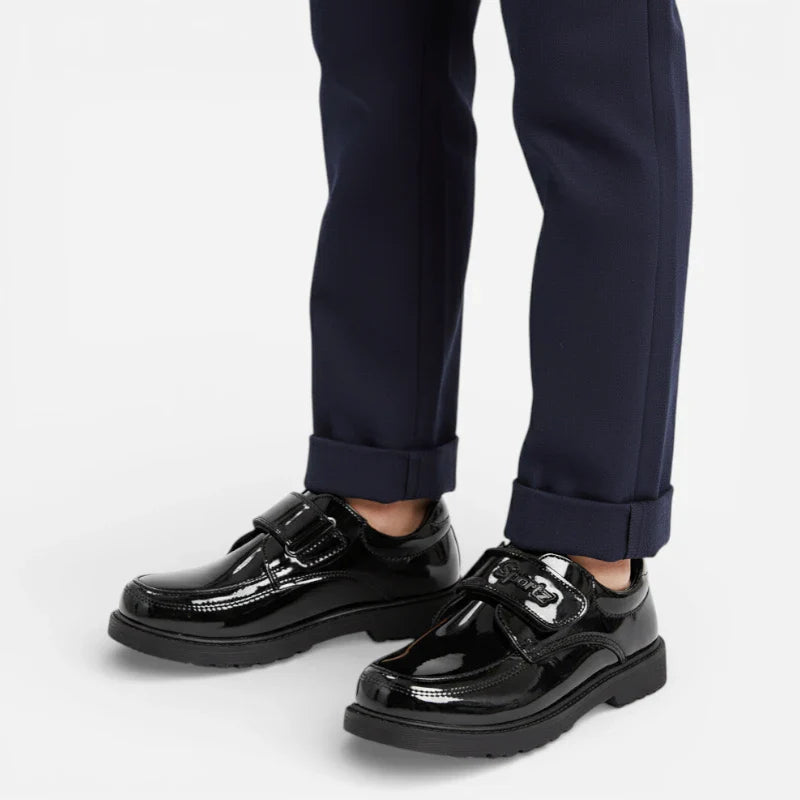 Mocassin Garçon Vernis Basket à Scratch Pour Costume Et Mariage